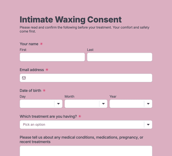 Intimate Waxing Consent Form