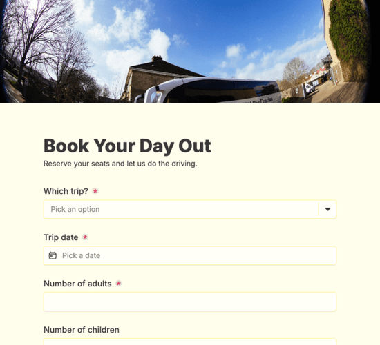 Day Trip & Excursion Booking Form