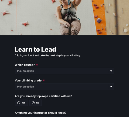 Lead Climbing Course Registration Form