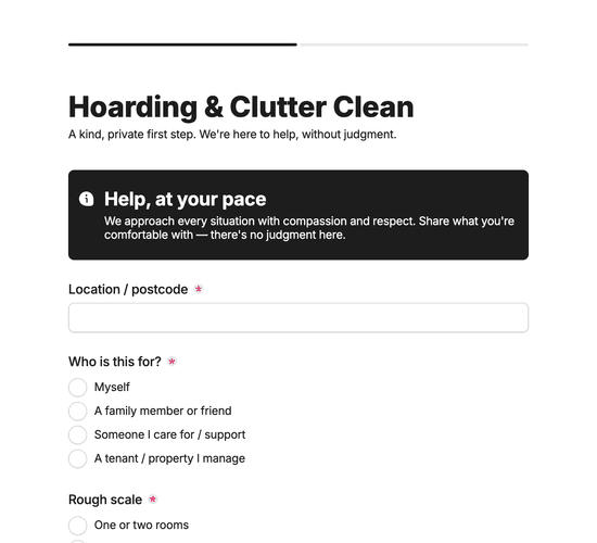 Hoarding & Clutter Clean Enquiry Form