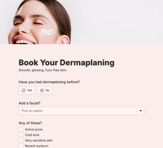 Dermaplaning Booking Form