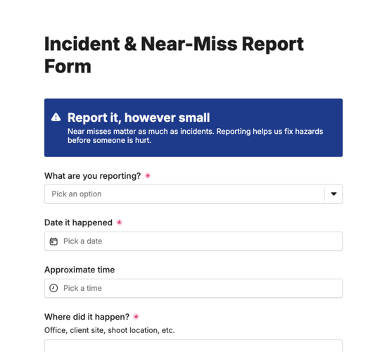 Incident & Near-Miss Report Form