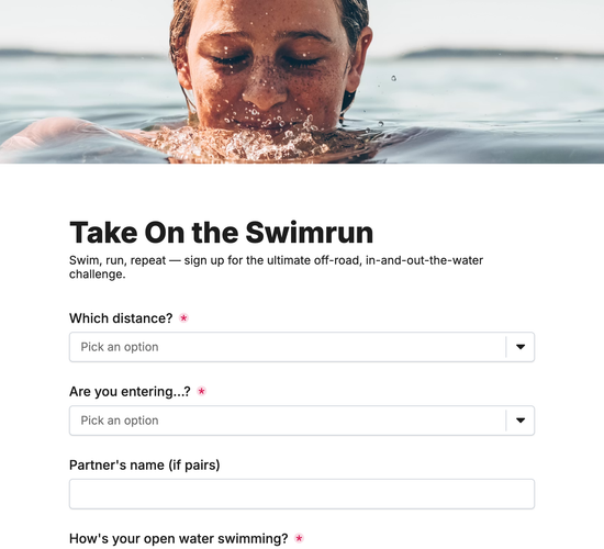Swimrun & Aquathlon Event Registration Form