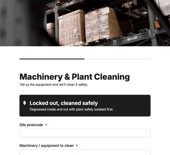 Machinery & Plant Cleaning Enquiry Form