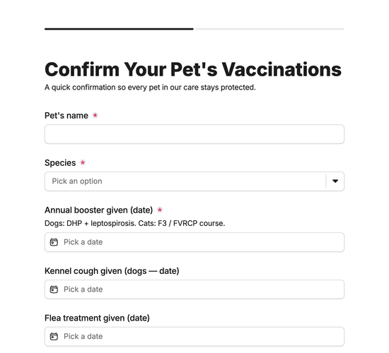 Vaccination & Health Record Confirmation Form