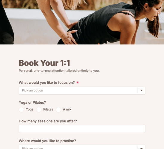 Private 1:1 Session Booking Form