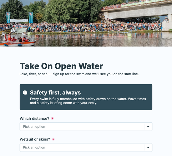 Open Water Swim Event Registration Form