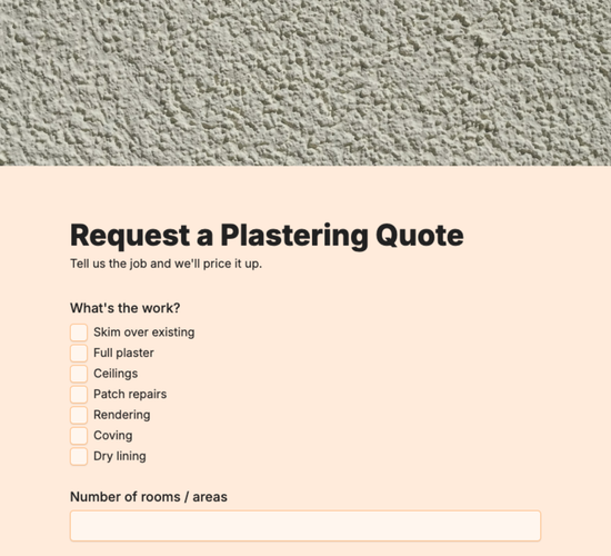 Plastering Quote Request Form