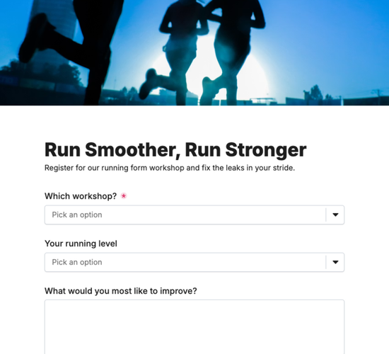 Running Technique & Form Workshop Registration Form