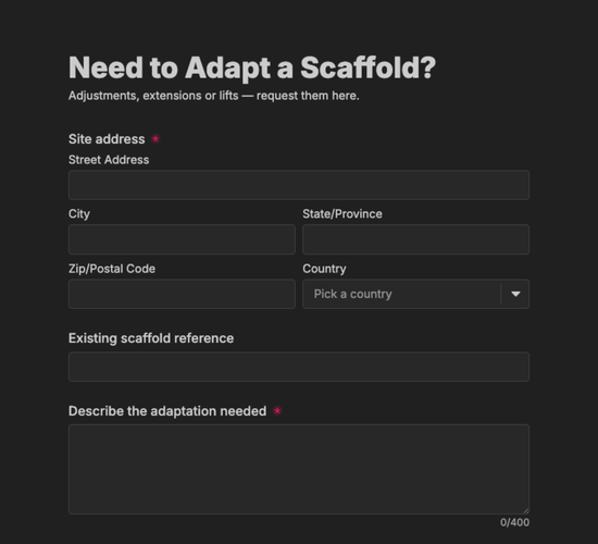 Scaffold Adaptation Request Form