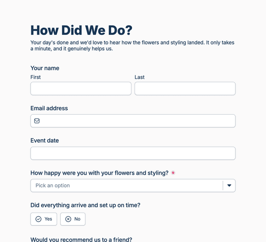 Styling Feedback Form