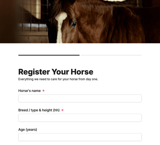 Horse & Owner Livery Registration Form