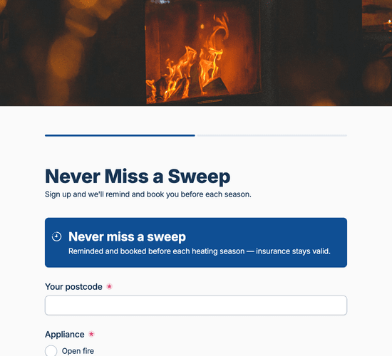 Annual Sweep Reminder Sign-Up Form
