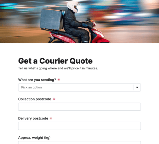 Courier Quote Request Form