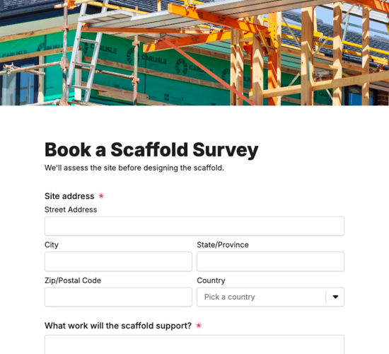 Scaffold Site Survey Booking Form