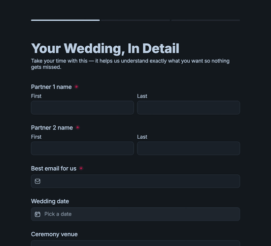 Wedding Planning Questionnaire Form