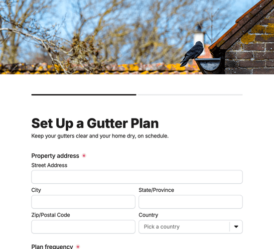 Seasonal Gutter Maintenance Plan Sign-Up Form