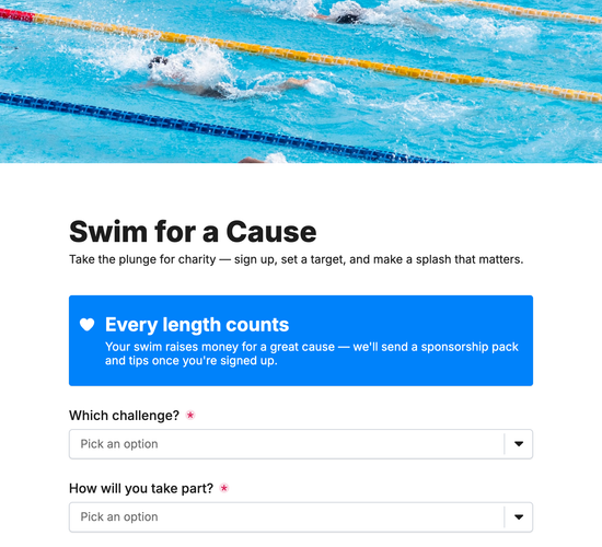 Sponsored Swim Registration Form