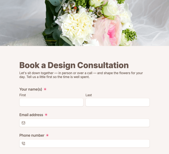 Floral Design Consultation Form