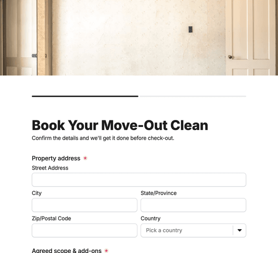 End-of-Tenancy Cleaning Booking Form