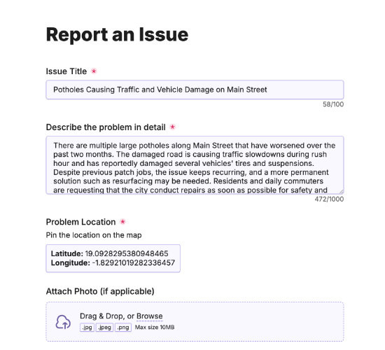 Report a Problem Form