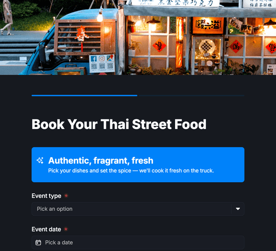 Thai Street Food Package Booking Form
