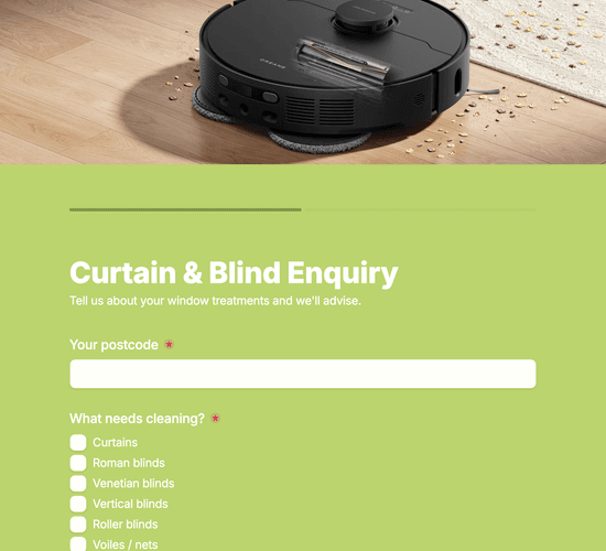 Curtain & Blind Cleaning Enquiry Form