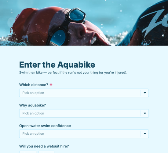 Aquabike Race Entry Form