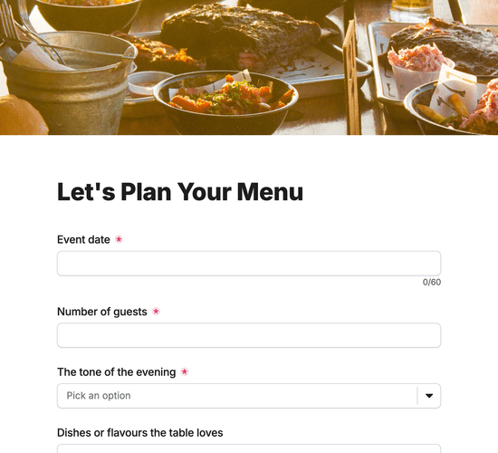 Private Chef Menu & Dietary Consultation Form
