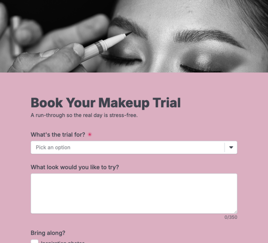 Makeup Trial Booking Form