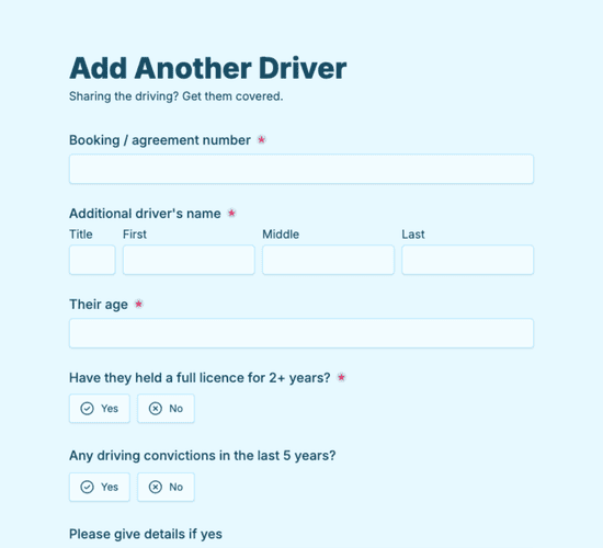 Additional Driver Request Form