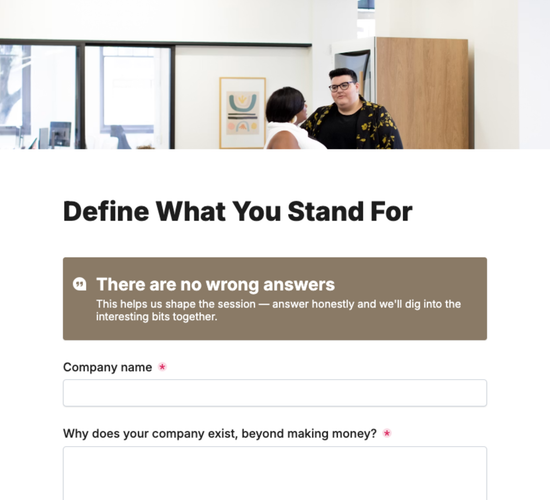 Brand Values & Purpose Workshop Form