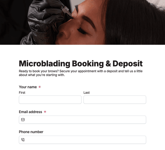 Microblading Booking & Deposit Form