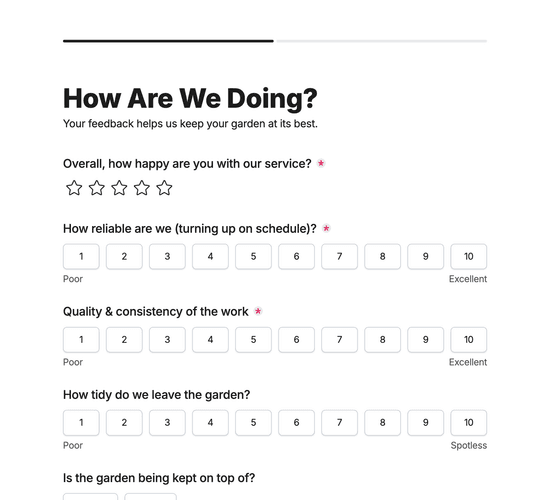 Garden Maintenance Feedback Form