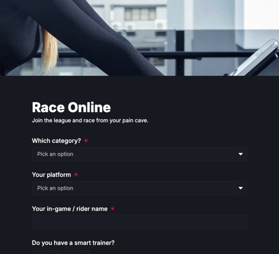 Virtual & Zwift Racing League Registration Form