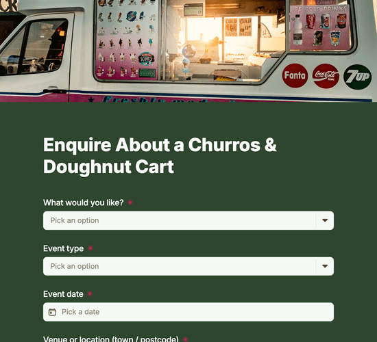Churros & Doughnut Cart Hire Enquiry Form