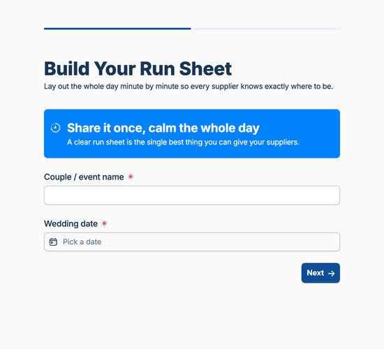Wedding Timeline & Run Sheet Form