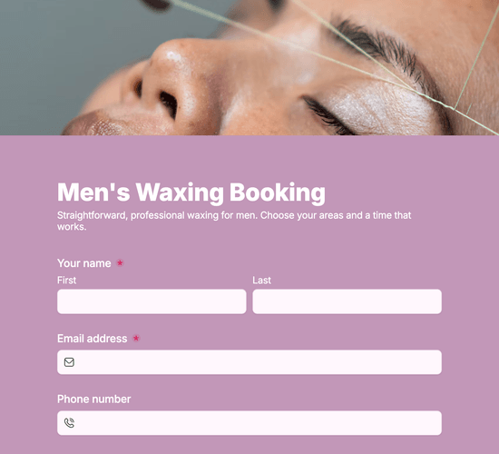 Men's Waxing Booking Form