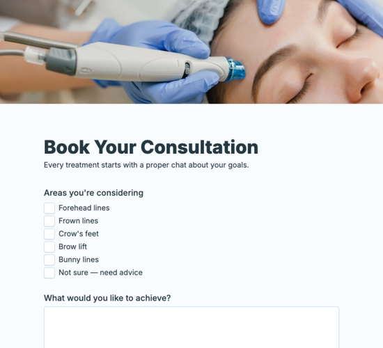 Anti-Wrinkle Consultation Booking Form
