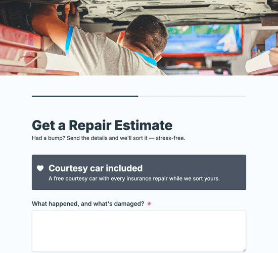 Accident Repair Estimate Form