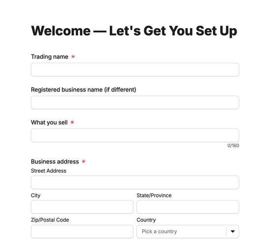 New Market Trader Onboarding Form