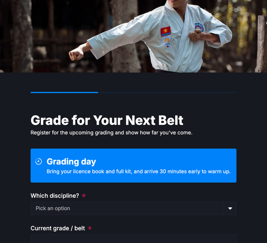 Belt Grading & Promotion Test Registration Form