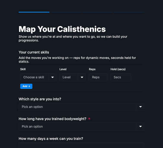 Calisthenics & Street Workout Coaching Intake Form
