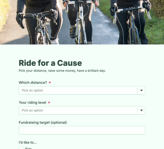 Charity Bike Ride Registration Form