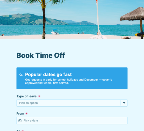 Annual Leave & Holiday Request Form