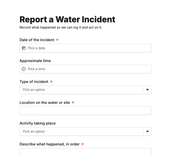 Paddlesport Incident Report Form