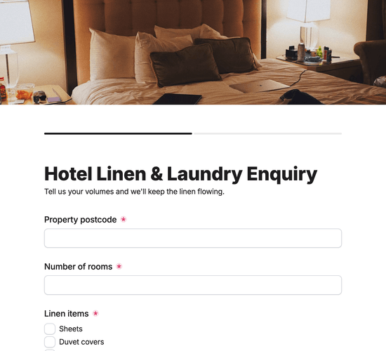 Hotel Linen & Laundry Service Enquiry Form