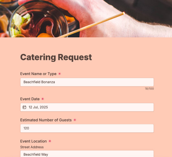 Catering Enquiry Form