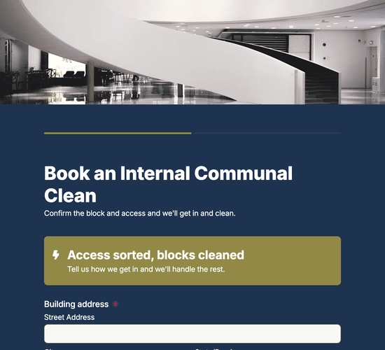 Stairwell & Internal Communal Clean Booking Form