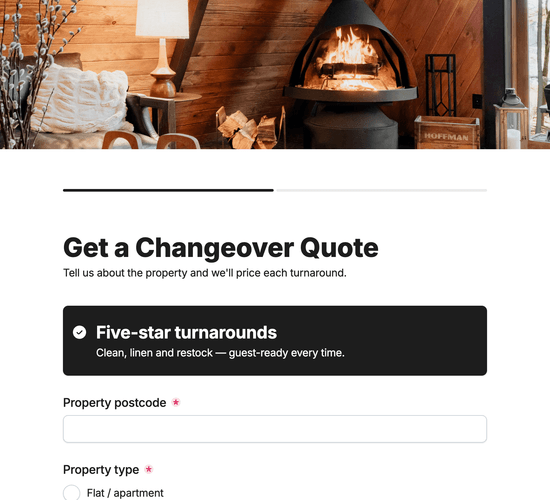 Airbnb Changeover Clean Quote Form